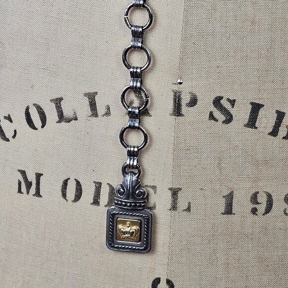 VTG 1996 Belt metal link and leather belt with dangle traditional classic M - Picture 3 of 13